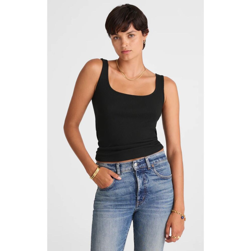 Madewell | NWT Scoopneck Tank Black Soft Stretch Sleeveless Top | Sz S/M